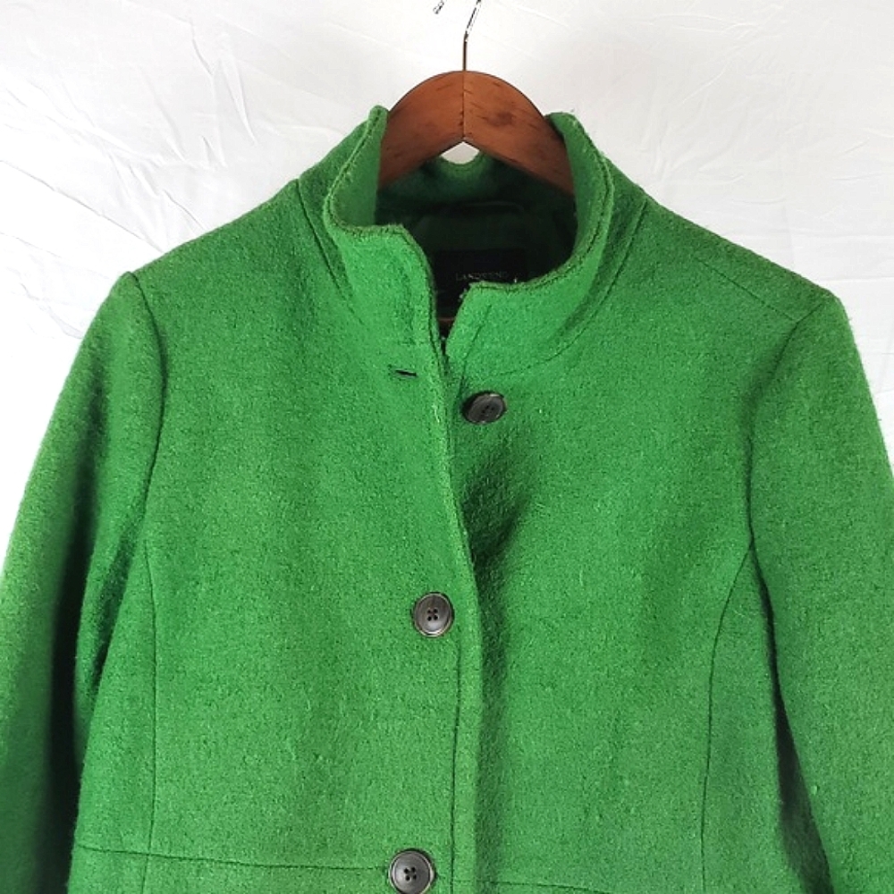 Lands' End Vibrant Green Pea Coat - Picture 2 of 6